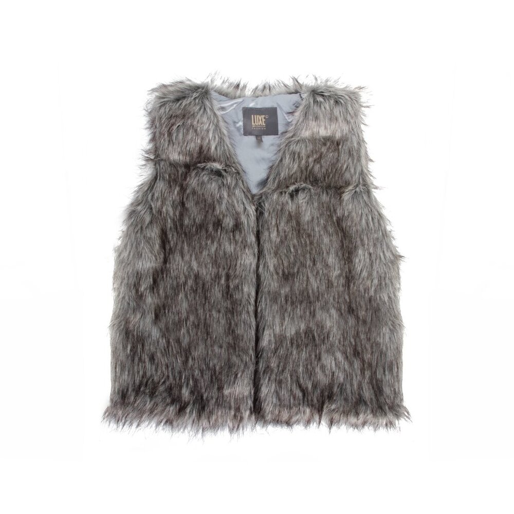 Luxe Fashion Classic Faux Fur Women Vest | 1-Piece | Ink grey